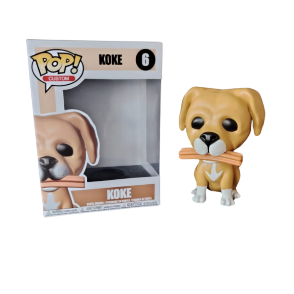 funko pop mascota perro con mordedor y caja